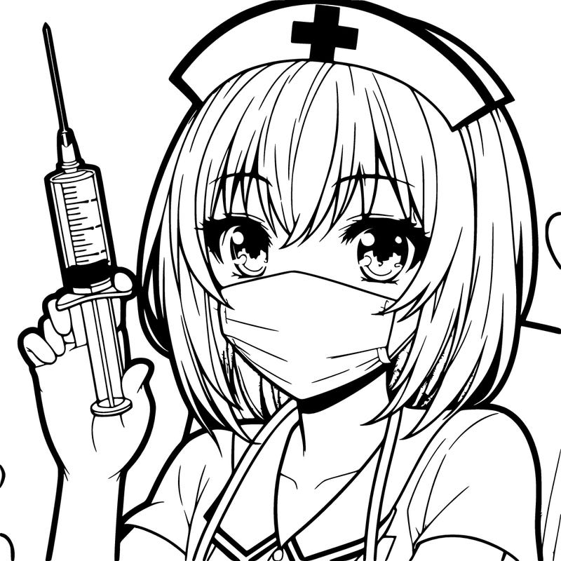 anime girl nurse holding syringe