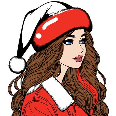 realistic girl in santa hat