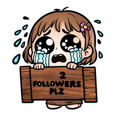 poor crying toddler holding up a sight that says 2 followers plz