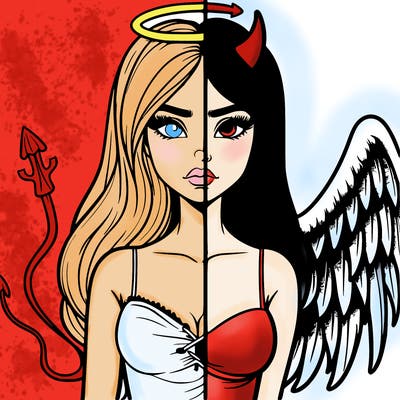devil vs angel realistic girl