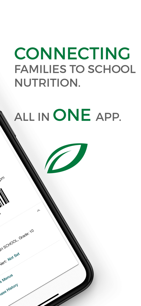 SchoolCafé - SchoolCafe app screen showing the slogan connecting families to school nutrition