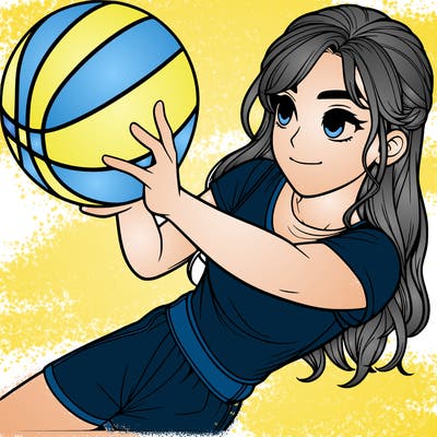 realistic girl playing basketball