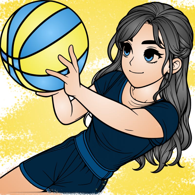 realistic girl playing basketball