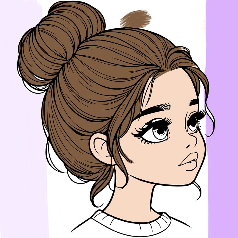 realistic girl with bun