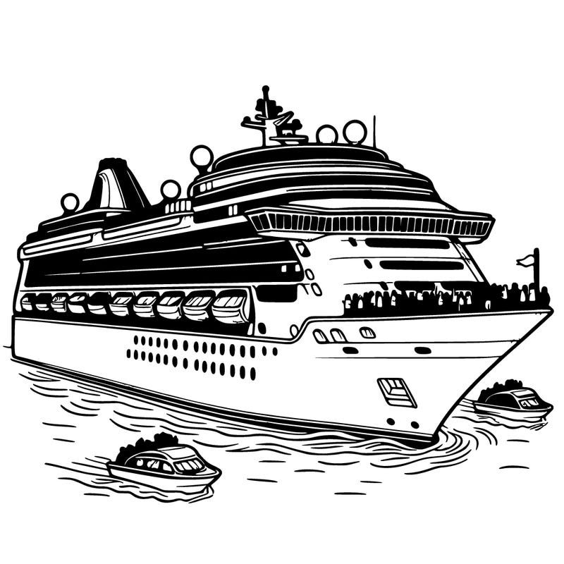 cruise ship with people going an board