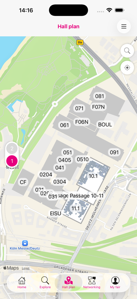 Interaktiver Hallenplan und Karte des ISM Cologne Messegeländes