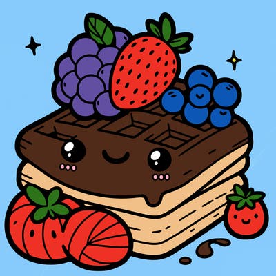 simple waffle with fruit