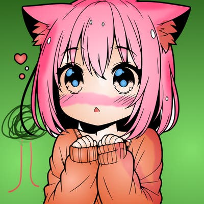 shy anime catgirl