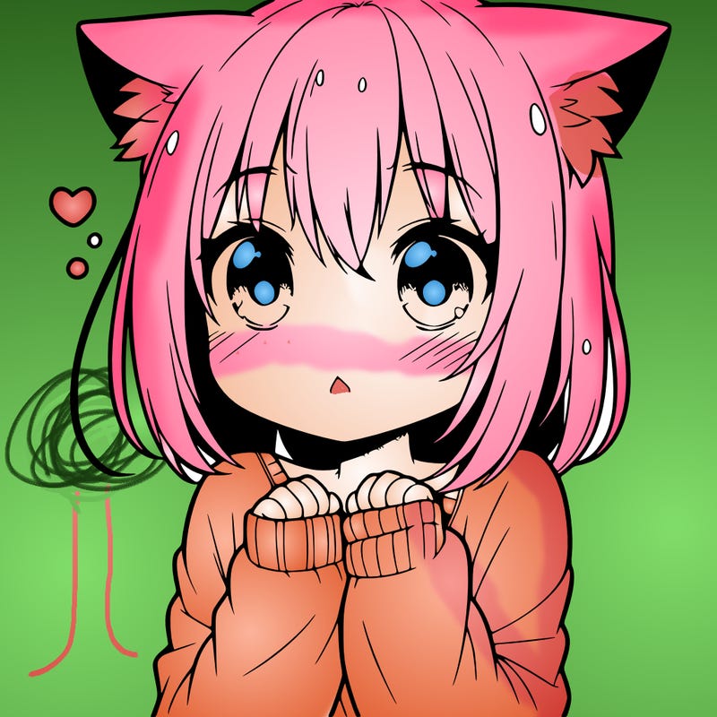 shy anime catgirl