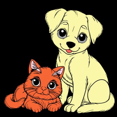realistic cat and dog