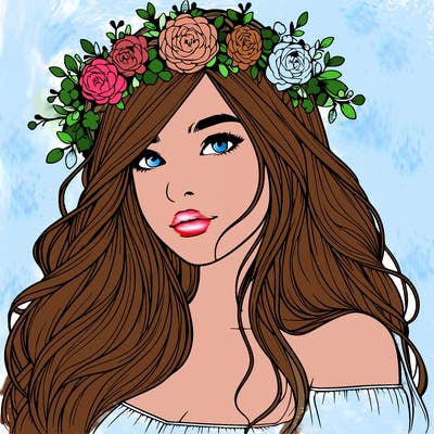 realistic girl with flower crown