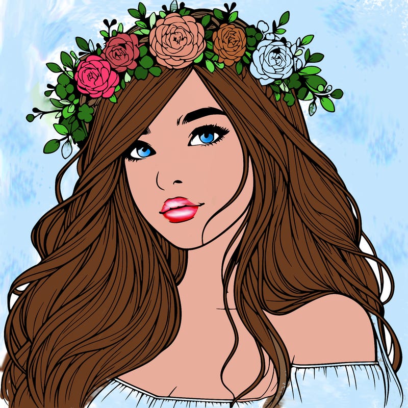realistic girl with flower crown