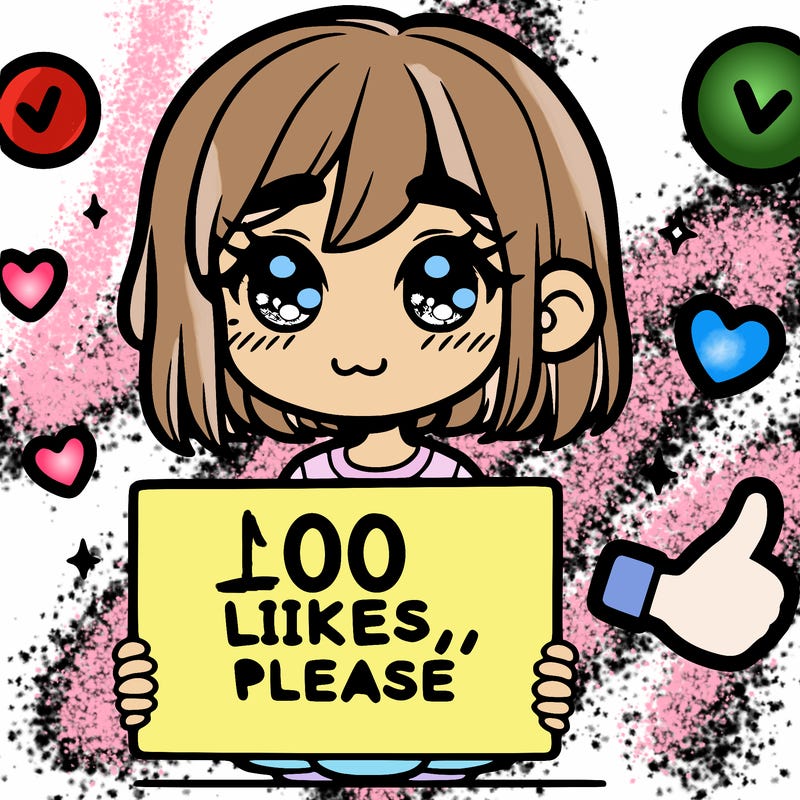 a girl with a sign saying 100 likes, please
