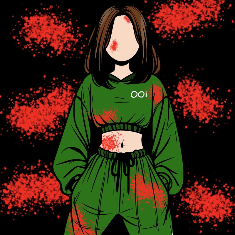 realistic girl faceless with baggy pants and a crop top