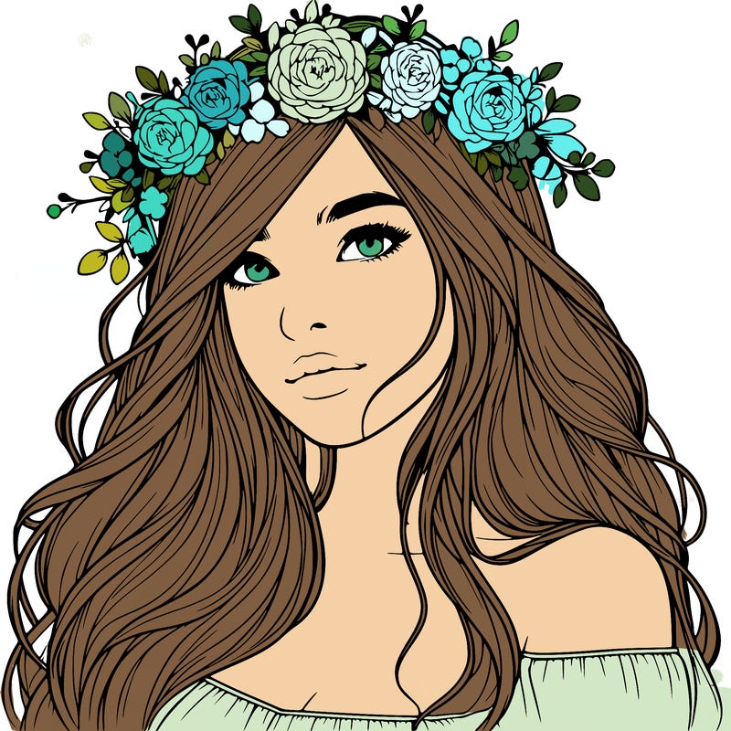 realistic girl with flower crown