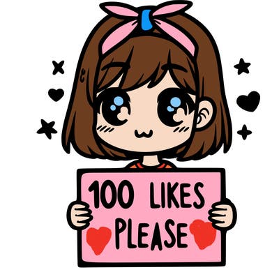 girl holding sign saying 100 likes please