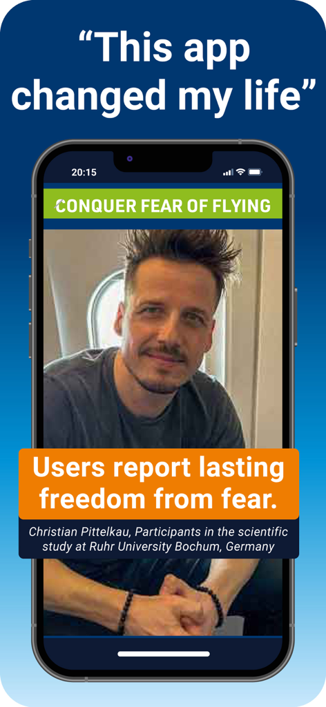 PassengerGuard: Fear of Flying - Testimonio de un usuario de la aplicación PassengerGuard que reporta liberarse del miedo a volar después de un estudio científico