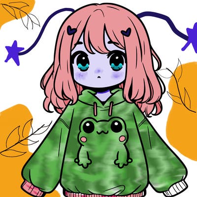 girl wearing frogging sweatshirt