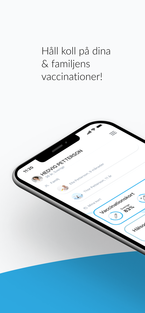 Svea Vaccin - Aplicación móvil Svea Vaccin que muestra perfiles de vacunación familiar y registros digitales