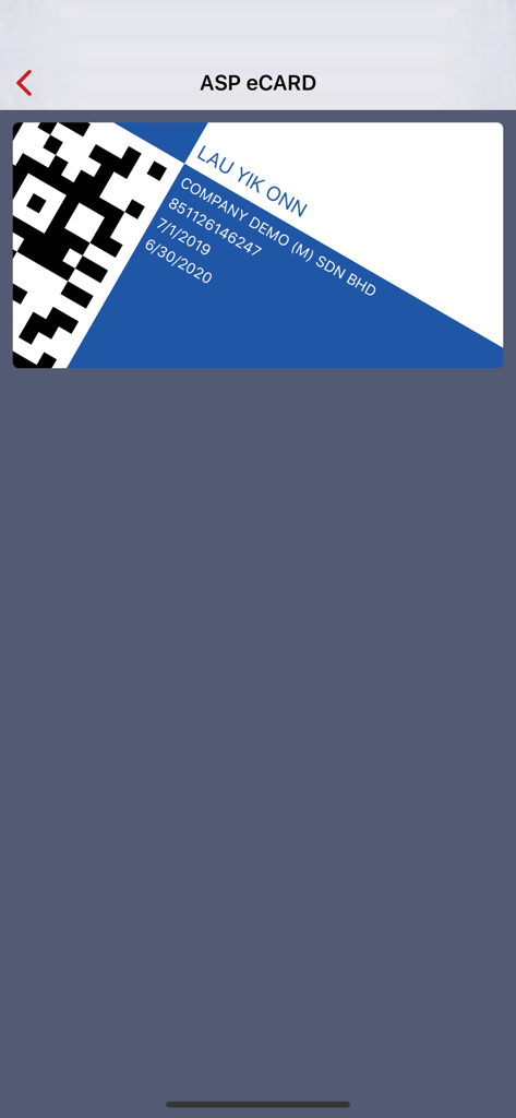 ASP Healthcare - Digital medical e-card with QR code in the ASP Healthcare mobile app