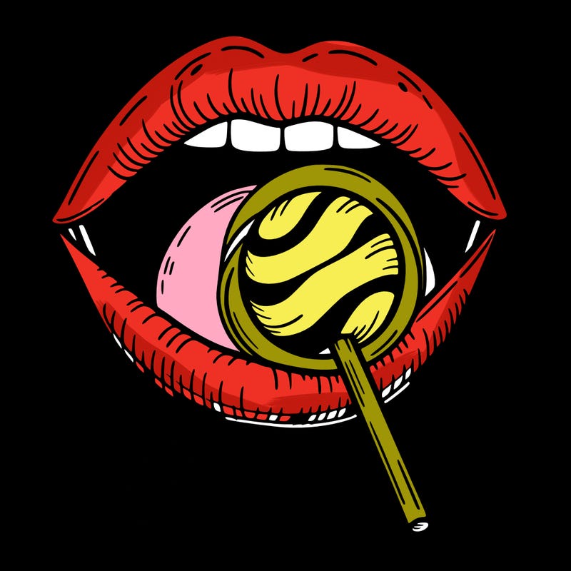 a mouth with a lollipop