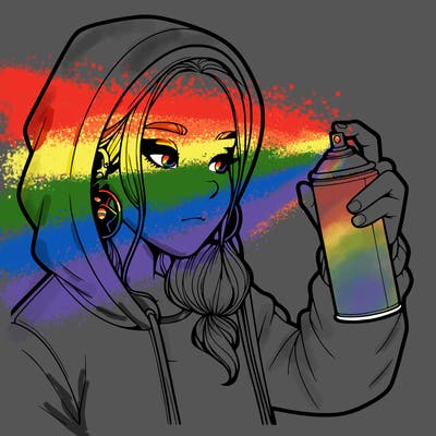 a realistic girl, spray painting