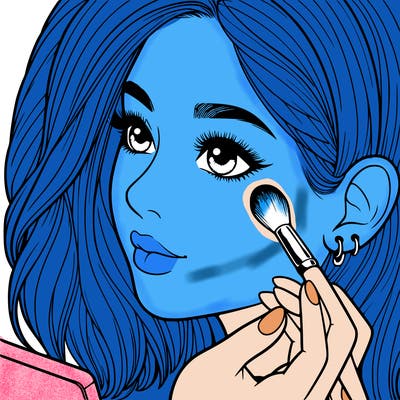 a realistic girl doing her makeup