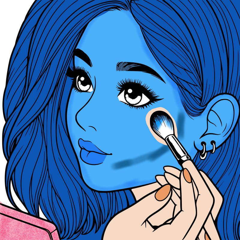 a realistic girl doing her makeup