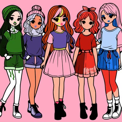 a group of five girls