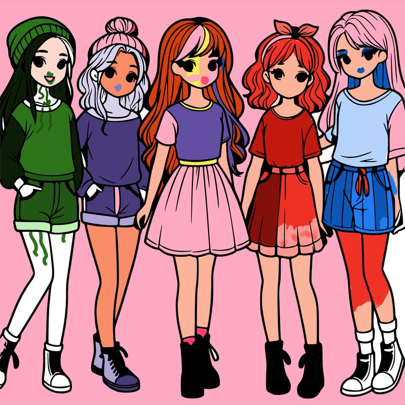 a group of five girls