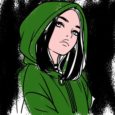 a realistic girl in a hoodie