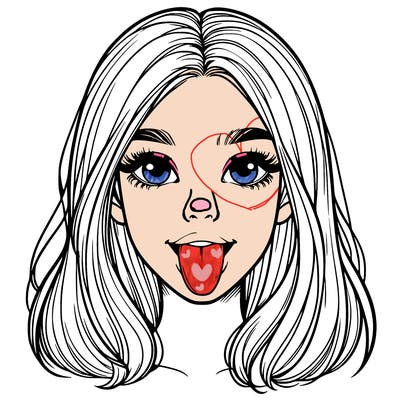 realistic girl with her tongue out