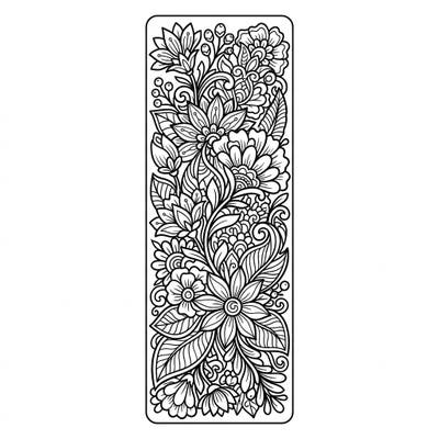Unleash your creativity with this stunning abstract floral bookmark coloring page. Featuring a dense tapestry of stylized flowers and leaves, it's perfect for a relaxing coloring session and creating a unique keepsake.