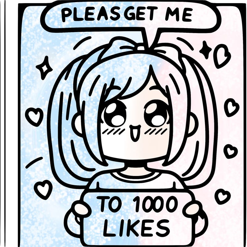 a girl saying please get me to 100 likes