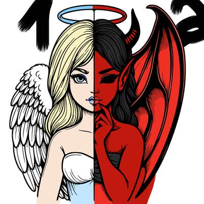 realistic angel half demon