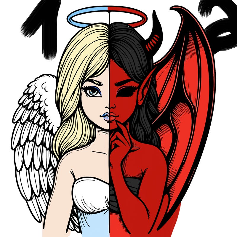 realistic angel half demon