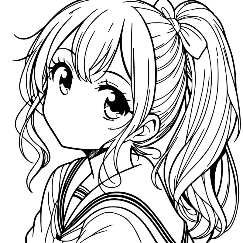 manga girl with ponytail