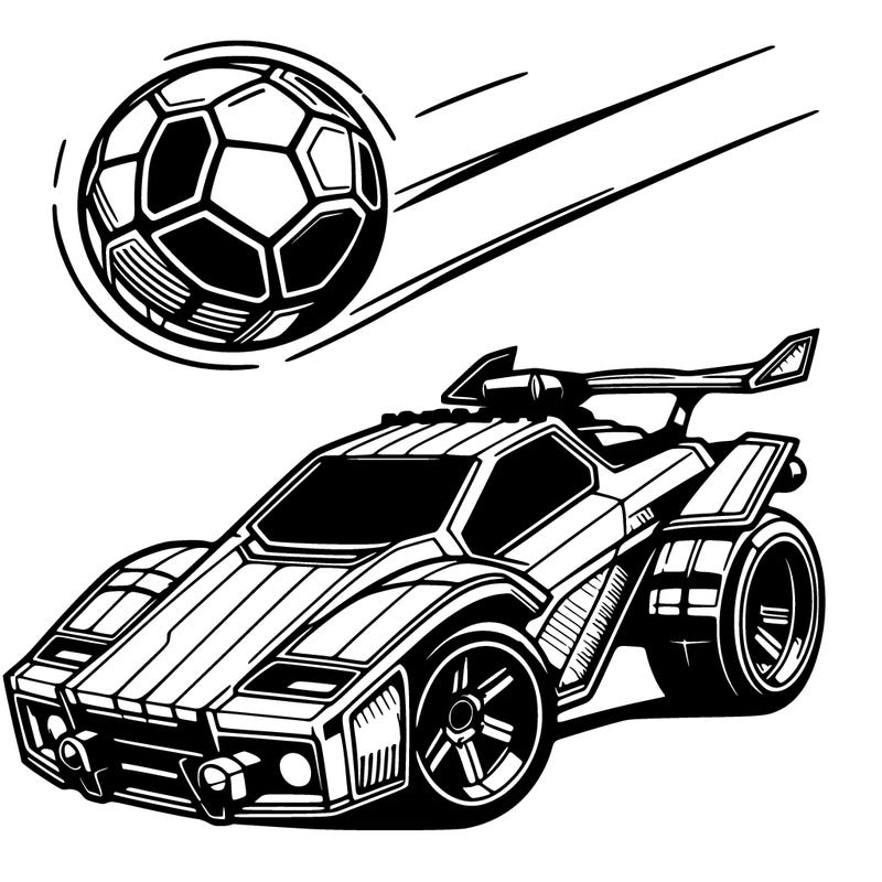 rocket league fennec car with ball in air