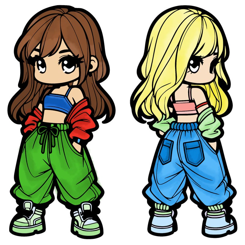 girl in crop top and baggy pants