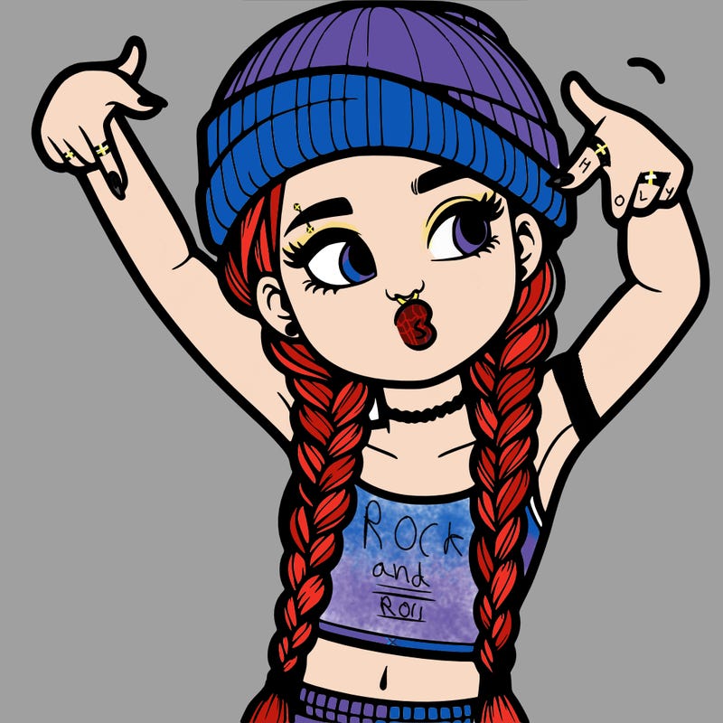 realistic teenage girl with braids and a beanie and crop top doing 🫶🏼