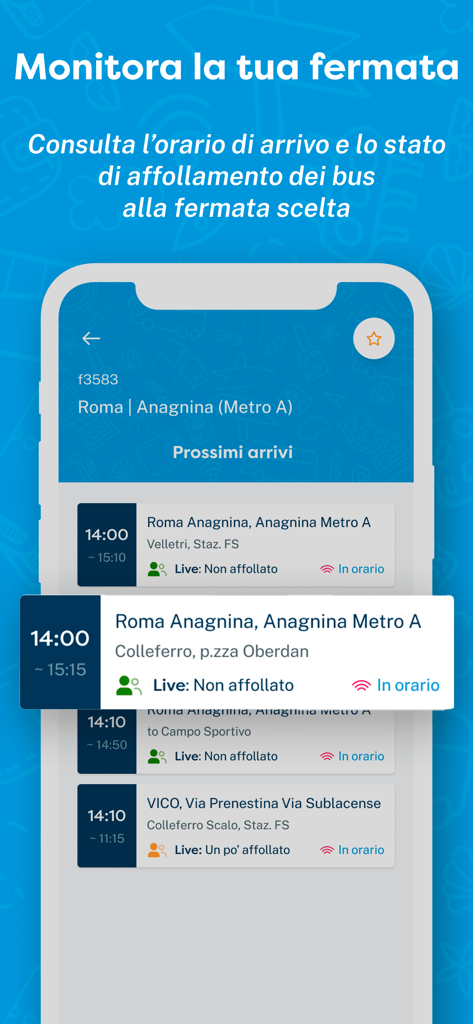 Cotral: trasporti nel Lazio - ローマの地下鉄駅でのCotralアプリのリアルタイムバス到着時刻と混雑状況
