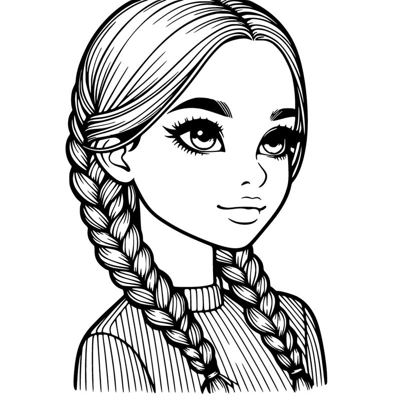 realistic girl with braids