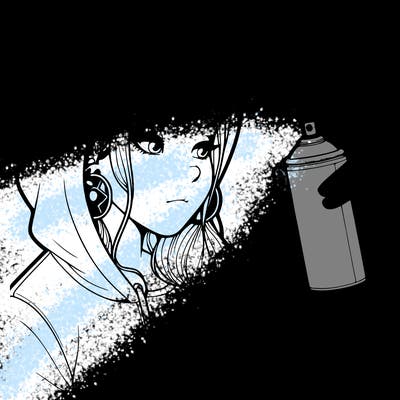 a realistic girl, spray painting