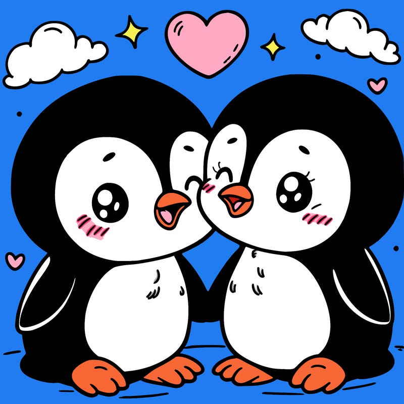 cute penguins in love