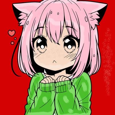 shy anime catgirl