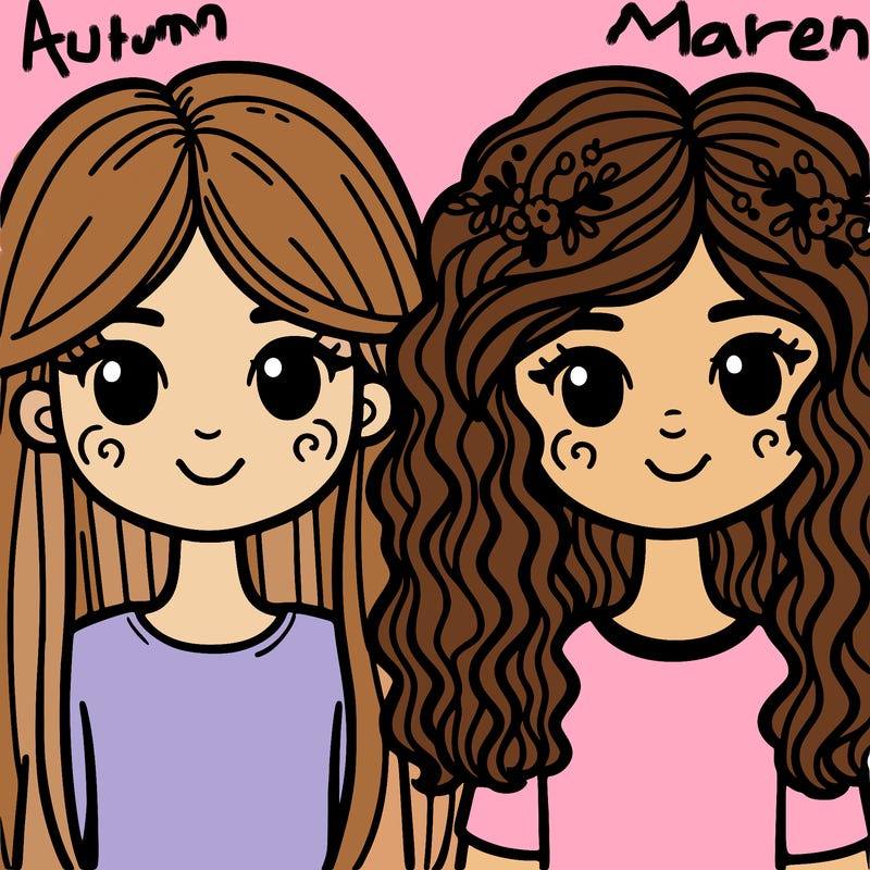 two girl best friends one with straight hair one with curly hair