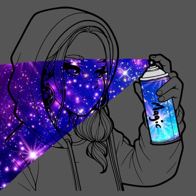 a realistic girl, spray painting