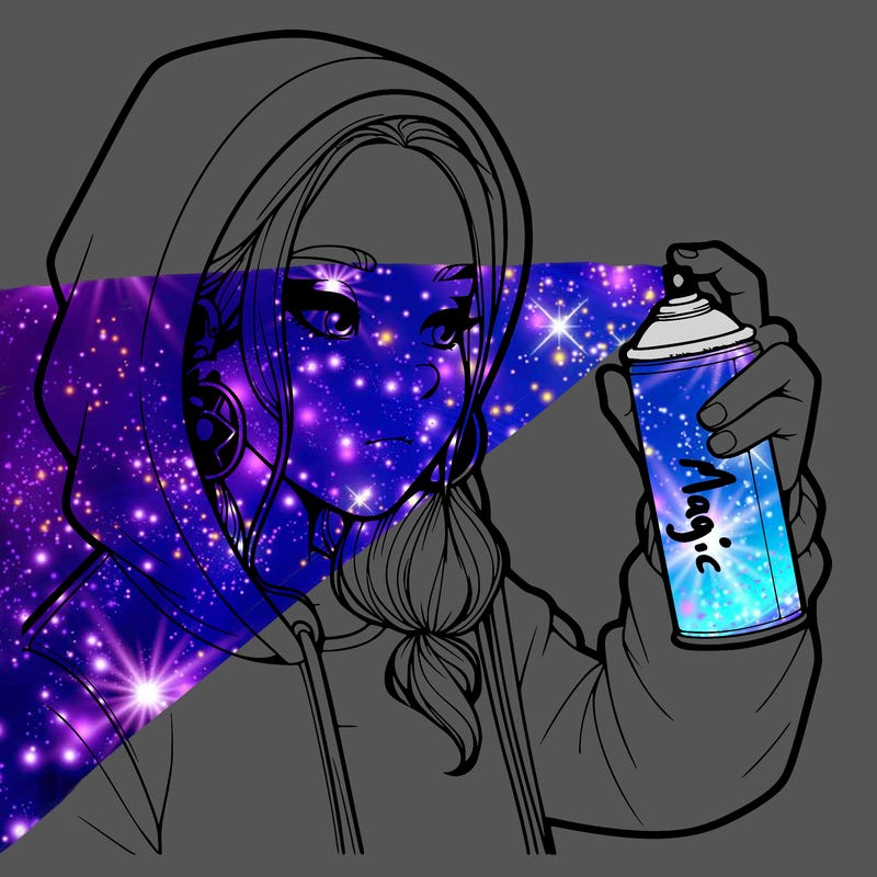 a realistic girl, spray painting