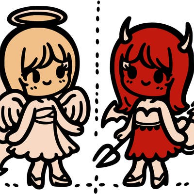 angel devil side by side