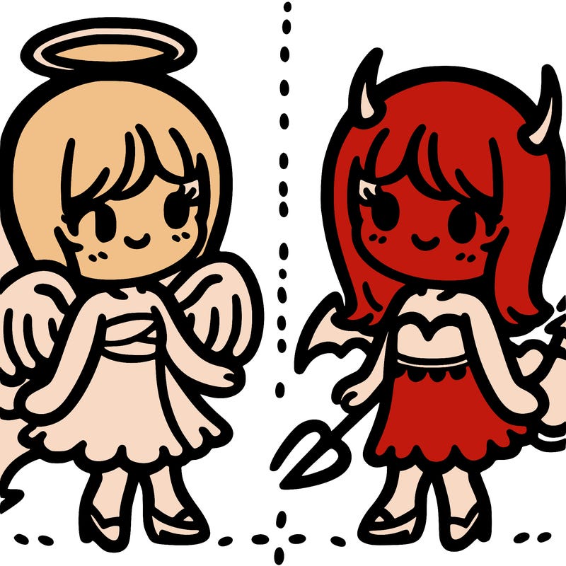 angel devil side by side
